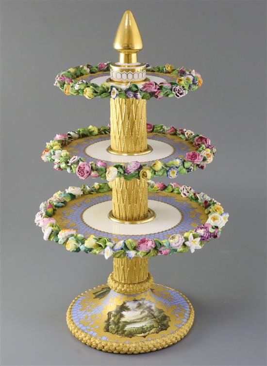 A rare and important Rockingham sample triple dress plate for the William IV service, c.1830-7, old repairs